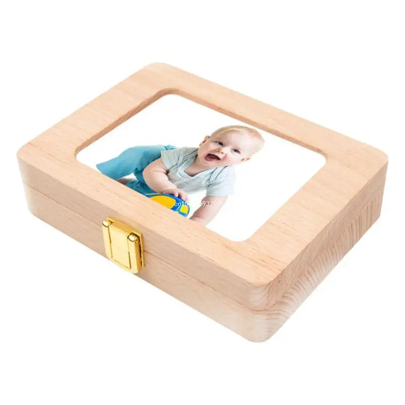 

Baby Tooth Fairy Box First Tooth Box for Kids Wooden Tooth Hair Holder