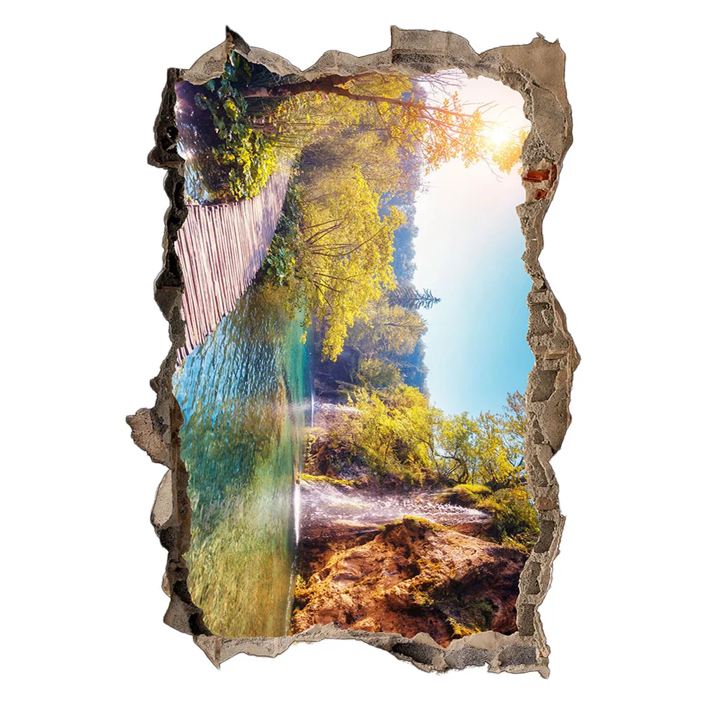 

1Pc Wall Decor Fashion Stereoscopic Removable Wallpaper Wall Sticker Landscape Wall Paster for Bedroom