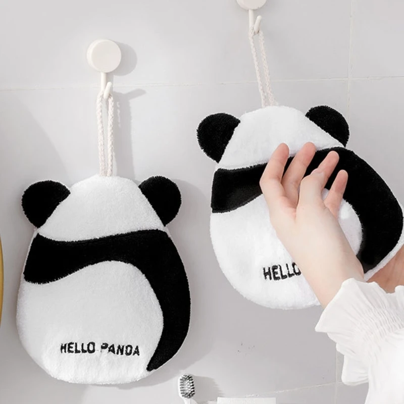 With Hanging Loop Hand Towel Super Absorbent Coral Fleece Kitchen Bathroom Child Cleaning Towel