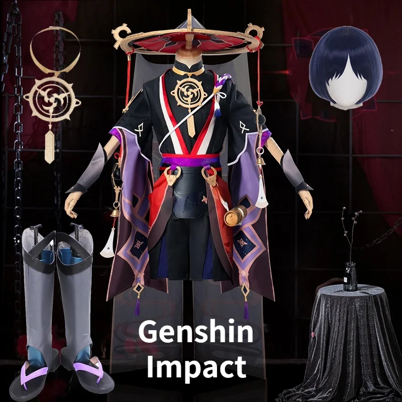 

Anime Game Genshin Impact Scaramouche Cosplay Costume Hat Shoes Wig Anime Halloween Genshin Cosplay Scaramouche Costume for Men