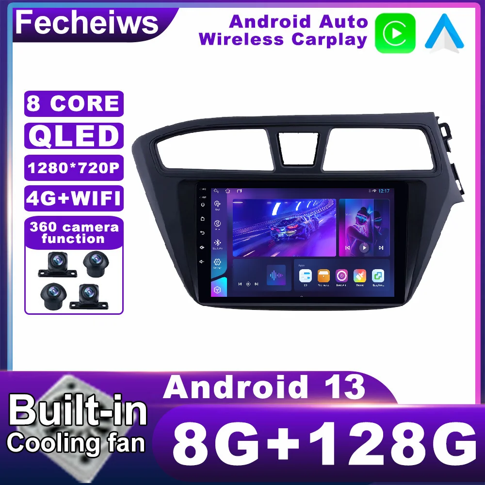 

Автомагнитола 9 дюймов, Android 13, для Hyundai i20, правый руль 2014-2017, автомагнитола 2DIN, навигация GPS, BT, ADAS, Авторадио, мультимедиа, RDS