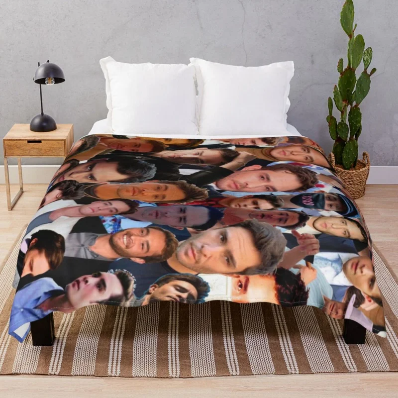 

Ed Westwick Photo Collage Thick Blankets Coral Fce Decoration Soft Throw Thick Blanket for Bedding Home Cou Cinema