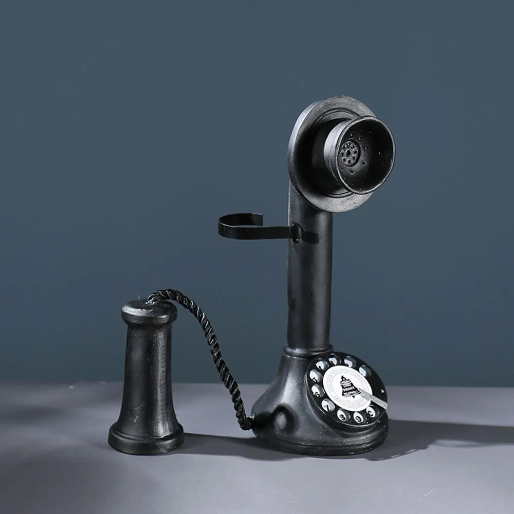 

Resin Retro Dial Telephone Model Home Living Room Bedroom Office Desktop Decoration Artwork Old Telephone Gift
