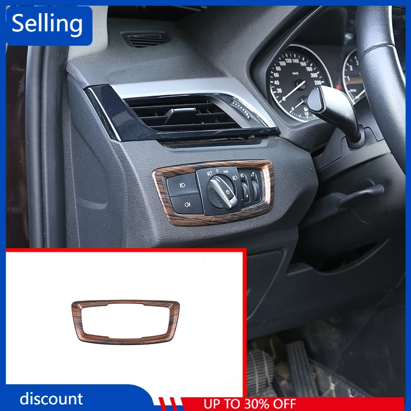 

For BMW X1 F48 2016-2019 For BMW X2 F47 2018 ABS Pine Wood Grain Head light Headlight Switch Button Cover Trim Car Accessories