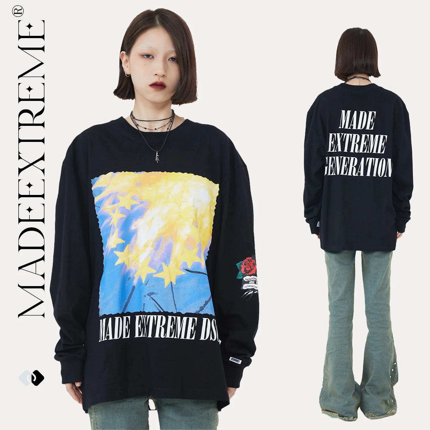 

MADE EXTREME oversized t shirt vintage t shirt full sleeve t shirt men streetwear y2k men t shirt Spring and Summer Cotton Tees