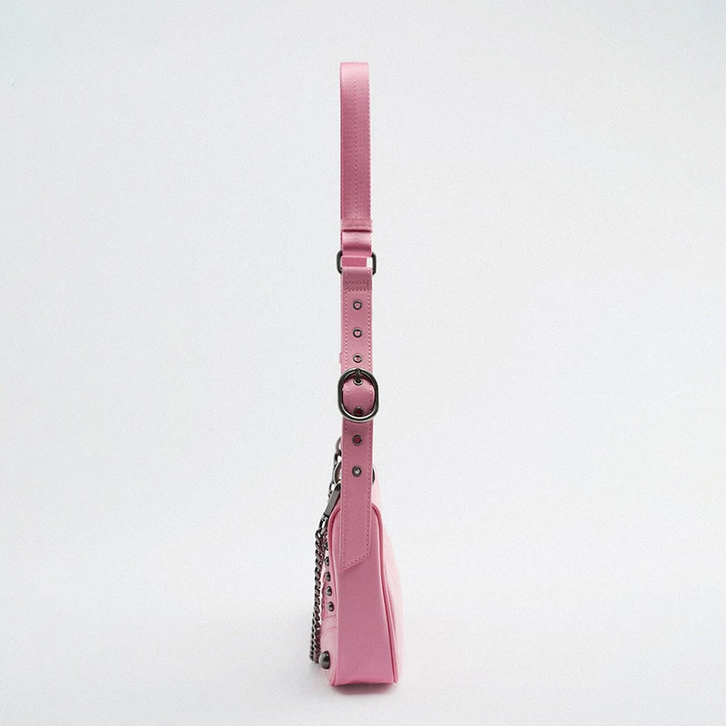 brand rock chain shoulder crossbody bag for women rivet leather underarm bags ladies locomotive style punk handbags purses 2022 free global shipping