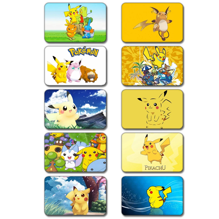 

A Set of 10 Pokemon Pikachu Anime Peripheral Crystal Card Stickers Bus Card Student Card Gift Toy