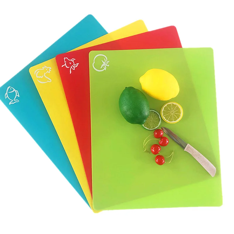 

4PCS/set Flexible Cutting Board Kitchen Non-slip Chopping Block Can Hang Cutting Mats Vegetable Fruit Kitchen Food Cutting Tools