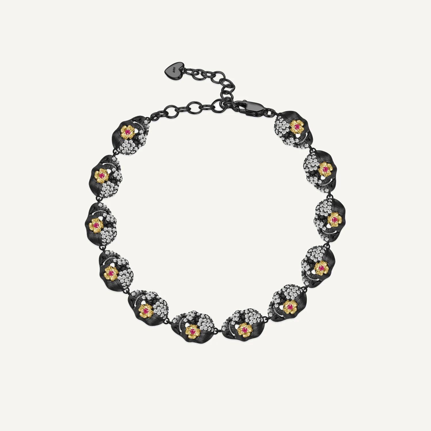 

GEM'S BALLET Flower Skull Bracelets For Women 925 Sterling Silver Shiny Skeleton Charm Link Chain Brecelets Party Jewelry 2020