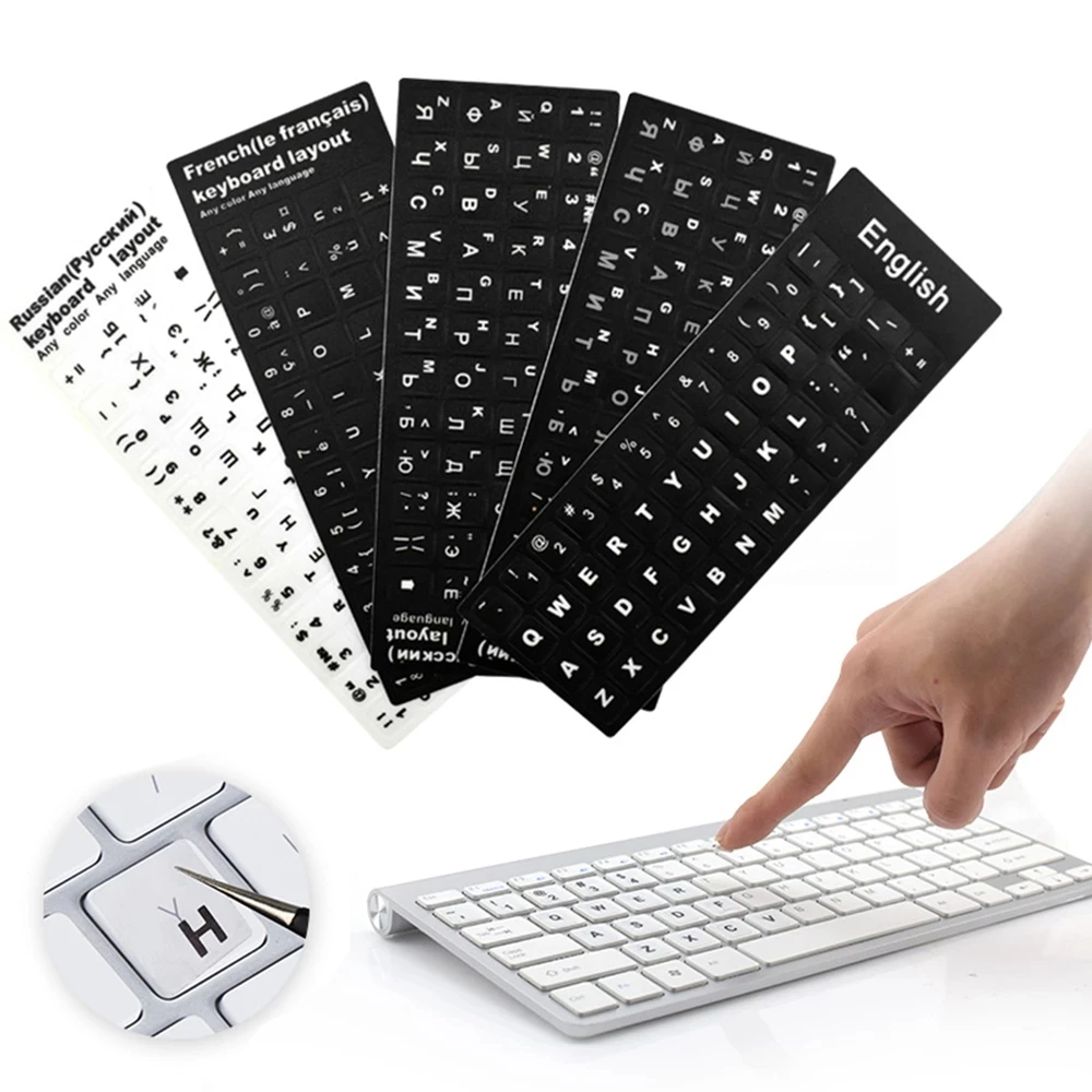 

Keyboard Stickers Russian English French Arabic Spanish Portuguese Hebrew Letter Alphabet Layout Sticker For Laptop Desktop PC