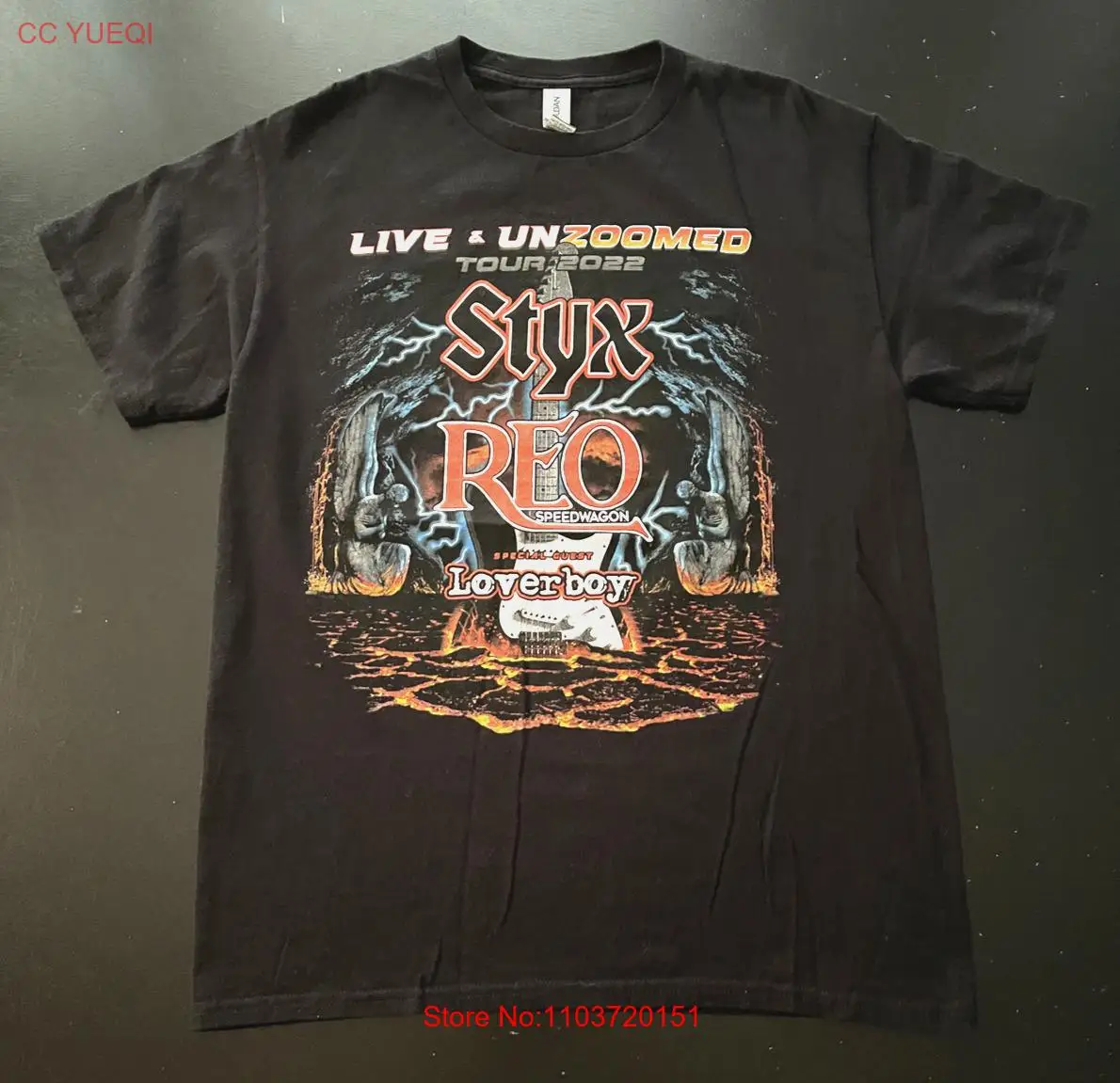 Футболка REO Speedwagon Styx Loverboy Live &amp Unzoomed Tour 2022 черная Размер: M