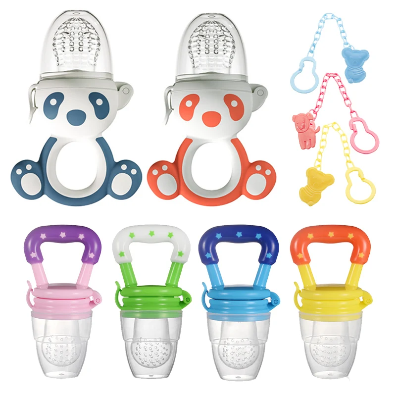Baby Food Feeder Silicone Teether Fresh Fruit Feeder Training to Eat Grinding Stick Cute Panda Food Bag Teethers Feeding Toy
