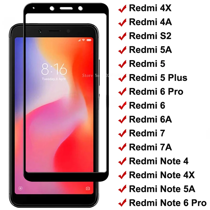 Взрывозащищенный протектор экрана для Xiaomi Redmi 6 6A 5 Plus 5A S2 4A 4X Защита Note 4 Pro низкая