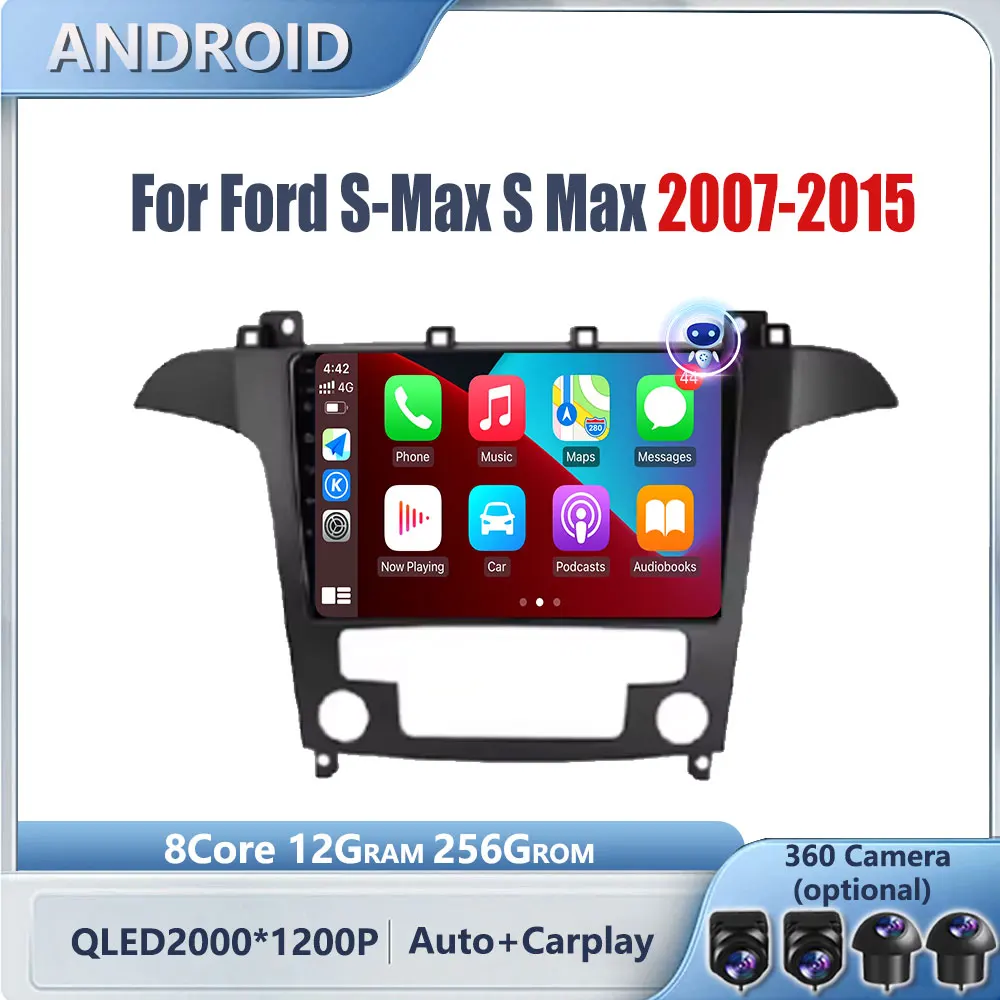 9-дюймовый для Ford S-Max S Max 2007-2015 беспроводной Carplay Android авто радио навигация GPS