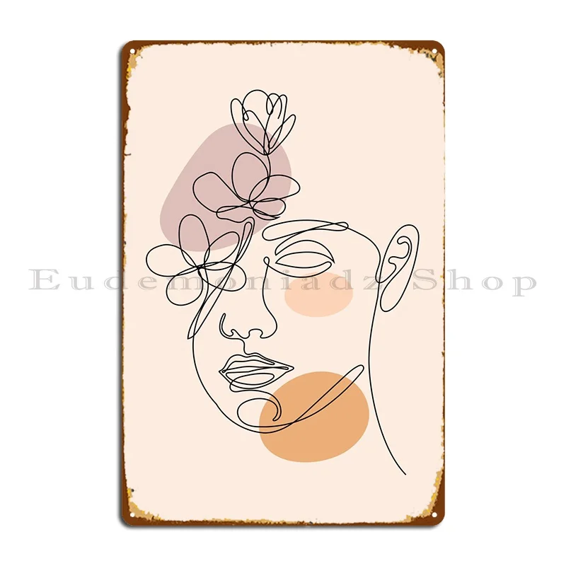 

Mid Century Floral Woman Metal Plaque Design Vintage Wall Decor Club Wall Cave Tin Sign Poster