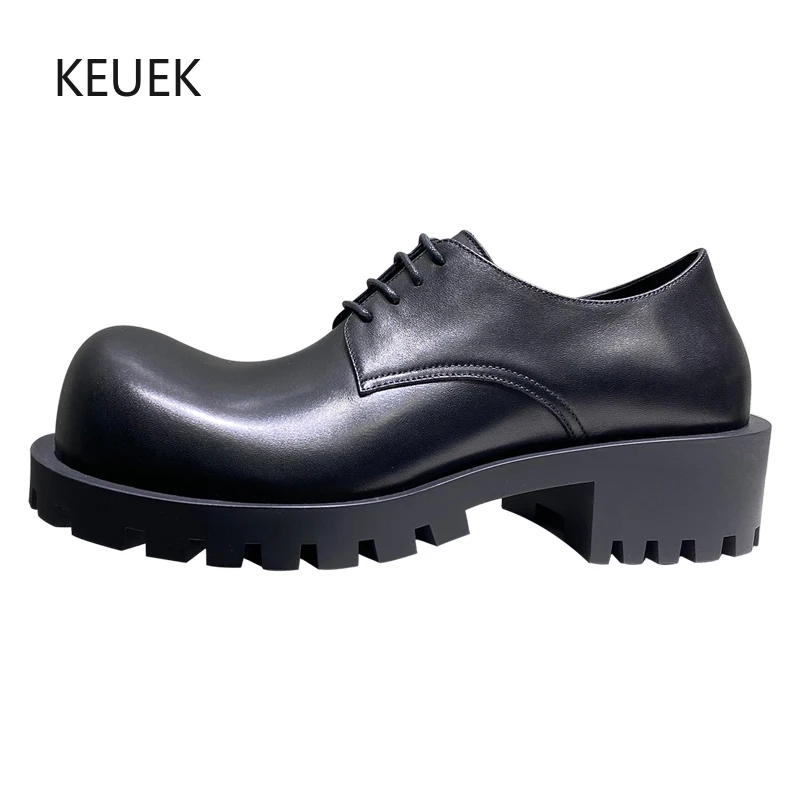 

New Luxury Design Derby Shoes Men Thick Sole Business Dress Wedding Party Genuine Leather Shoes Male Outdoor Moccasins 5A