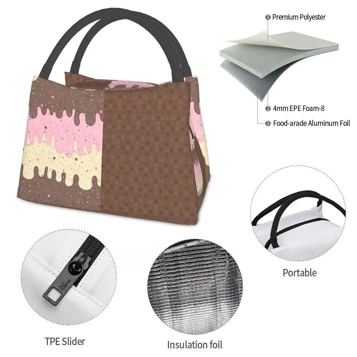 Плавильные конусные сумки для ланча из наполнителя мороженого Изолированная