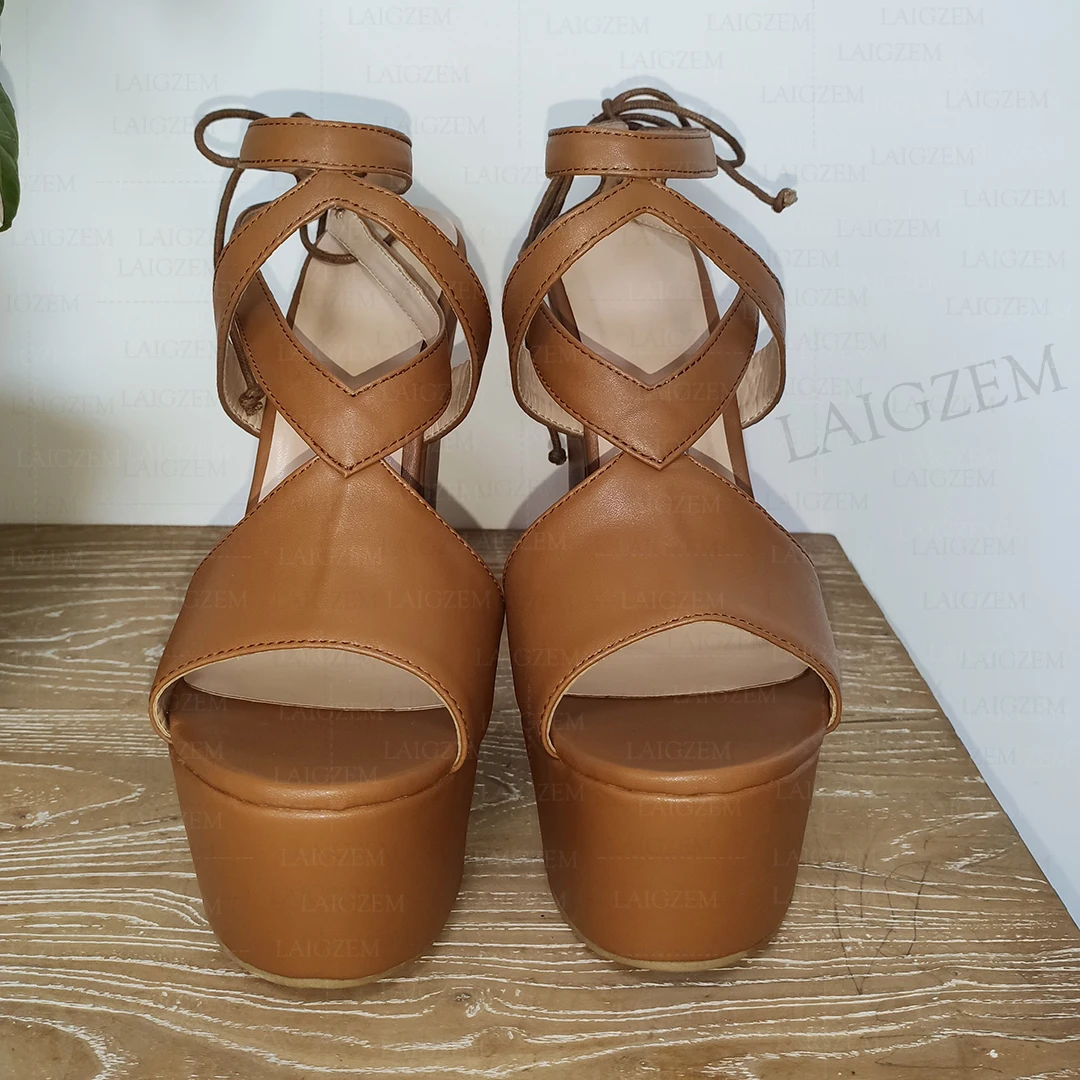 Женские босоножки ZHIMA на платформе с открытым носком туфли-лодочки шнуровке и