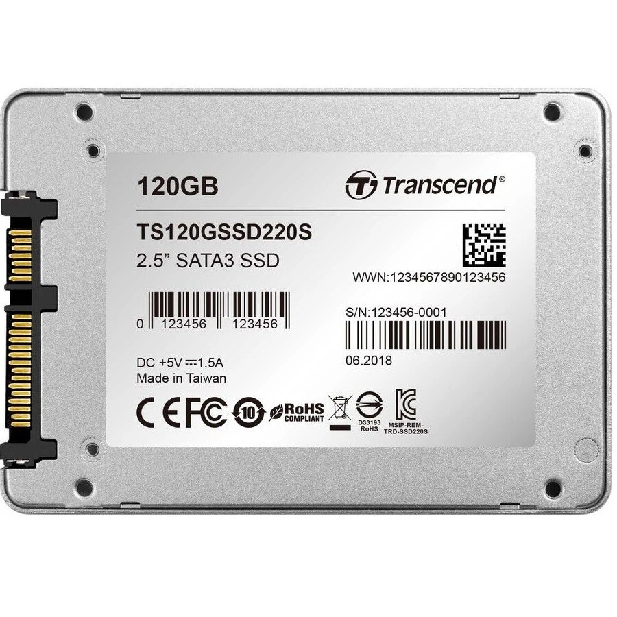 Твердотельный накопитель 120 ГБ Transcend 220S SATA III [Чтение/Запись - 420/550 МБ/с] Внутренний накопитель для компьютера SSD офисное устройство хранения данных внутренний диск.