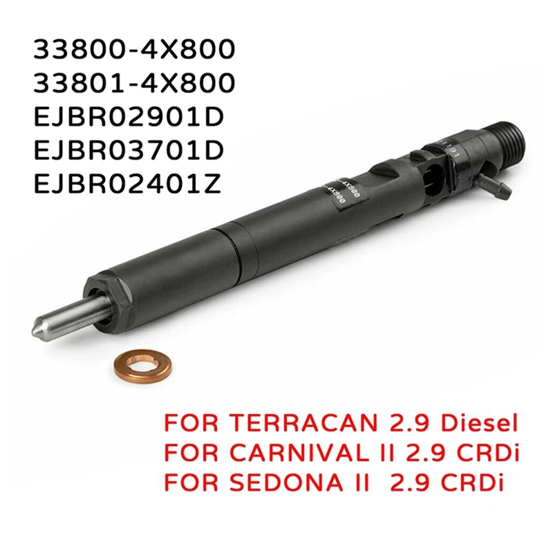 

6Pcs New For Delphi EJBR02901D CRDI Diesel Fuel Injector 33800-4X800 For Hyundai Terracan KIA Carnival Sedona 2.9