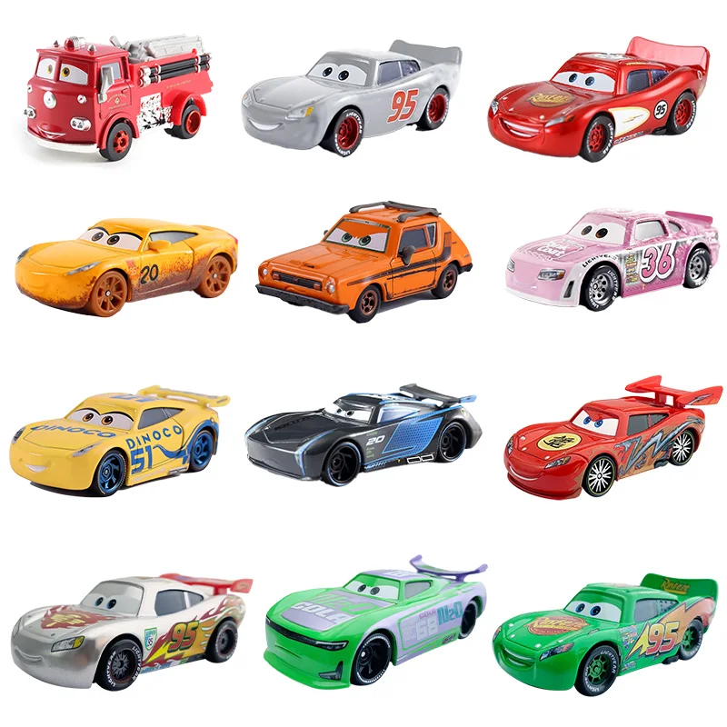 

new Disney Pixar Cars 2 3 Lightning McQueen dinoco Mater Jackson Storm Ramirez 1:55 Diecast Metal Boy Kids Toys Christmas Gift
