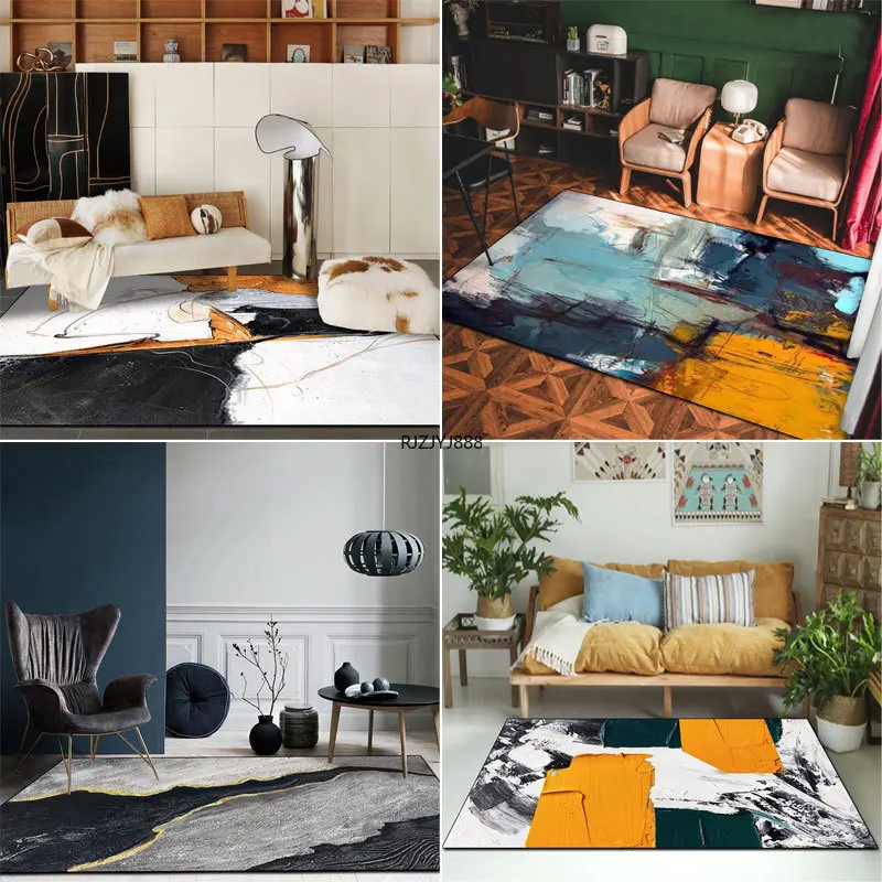 Новый геометрический абстрактный современный черный серый синий желтый