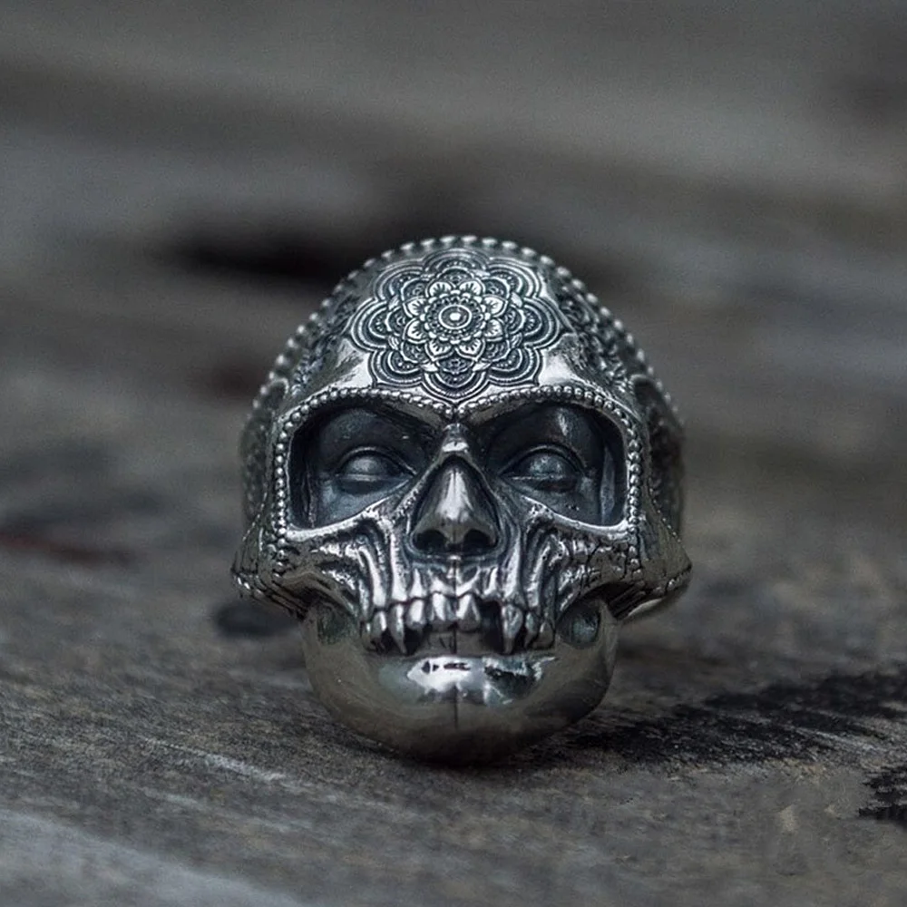 Мужское кольцо из нержавеющей стали 316L Винтажное с изображением мандалы цветка