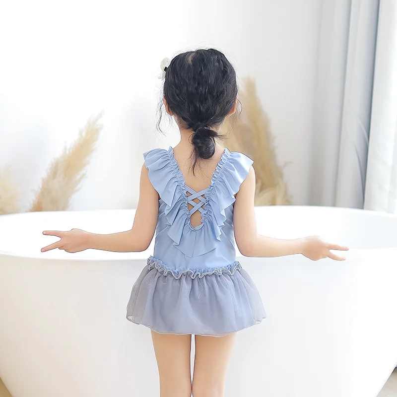 Слитный купальник для девочек с оборками милый купальник-пачка перекрестной