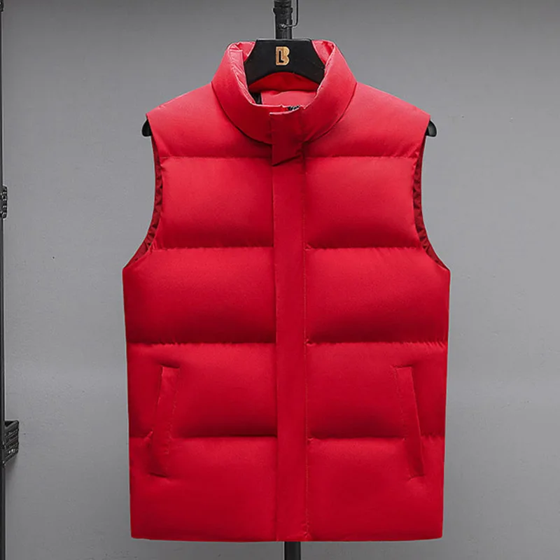 New Men's Fashion Down Vest Jackets Casual Printed Vest Sleeveless Outdoor Warm Waistcoat Down Jacket for Men