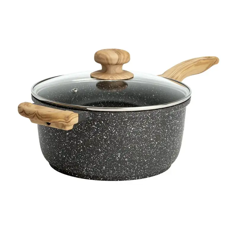 

Signature Cast Aluminum 4 Quart Sauce Pan, Charcoal Speckle Aluminium pan Stainless steel Egg pan Cooking glass pot Big cooking