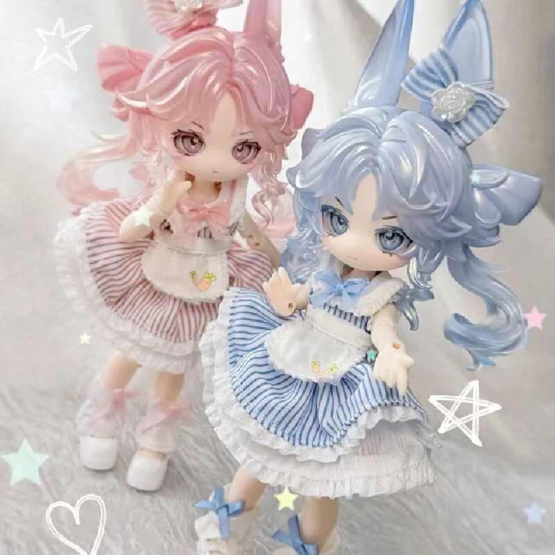 Фото Немедленные куклы 1/12bjd, годовая годовщина, двойной кролик, персик, улун и морская соль, молочная крышка, подвесная карта, кавайные игрушки, подарки №1