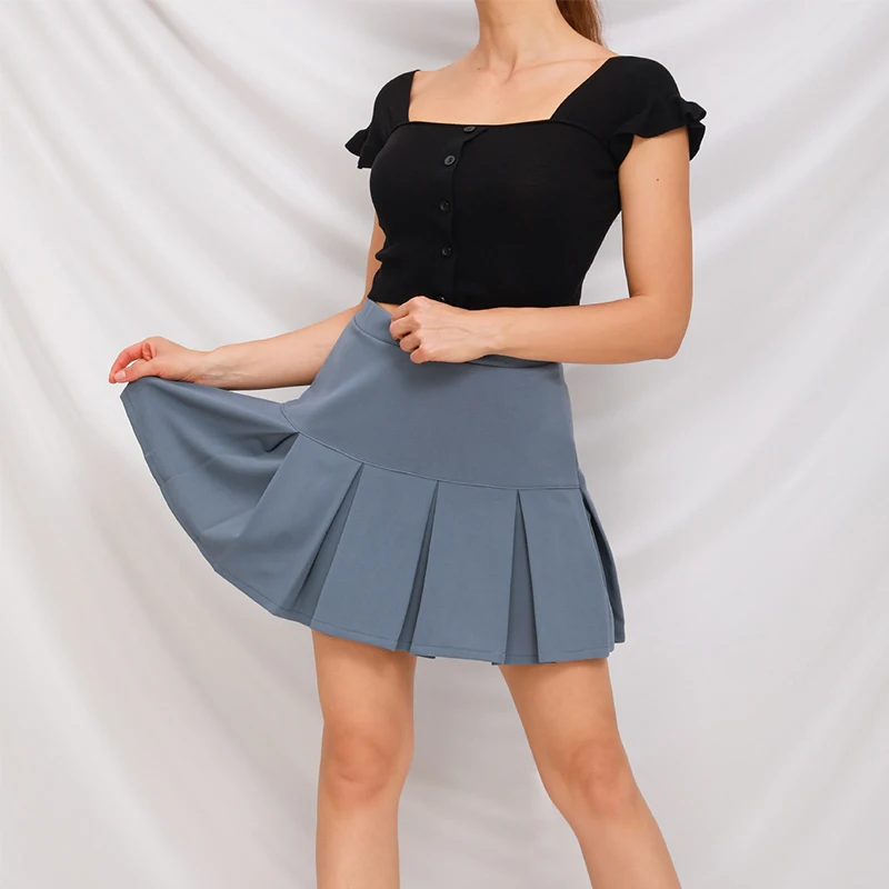 

Autumn Winter New Solid Color Elastic High Waist Pleated Skirts Womens 2021 Urban Leisure Wild Pleated A Line Skirt Casual Wear