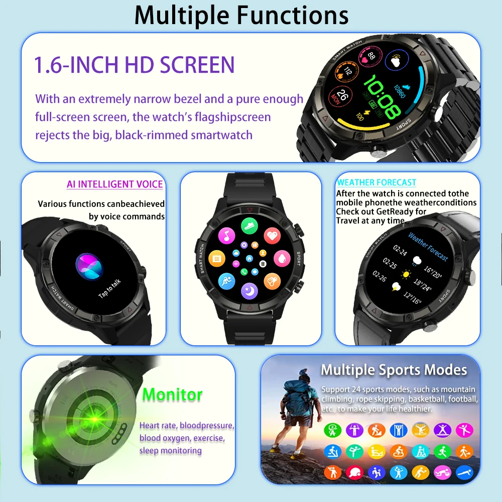 Фото Новинка 2023, умные часы с памятью 4G, AMOLED, 454*454, HD, Bluetooth, звонки, Смарт-часы для мужчин, Huawei, xiaomi, Apple, Android, TWS наушники №3