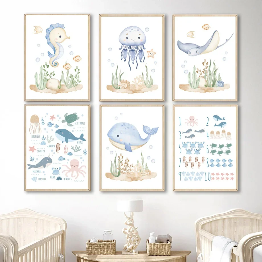 Китовый Осьминог черепаха Медуза морская лошадь океан Животные Детская