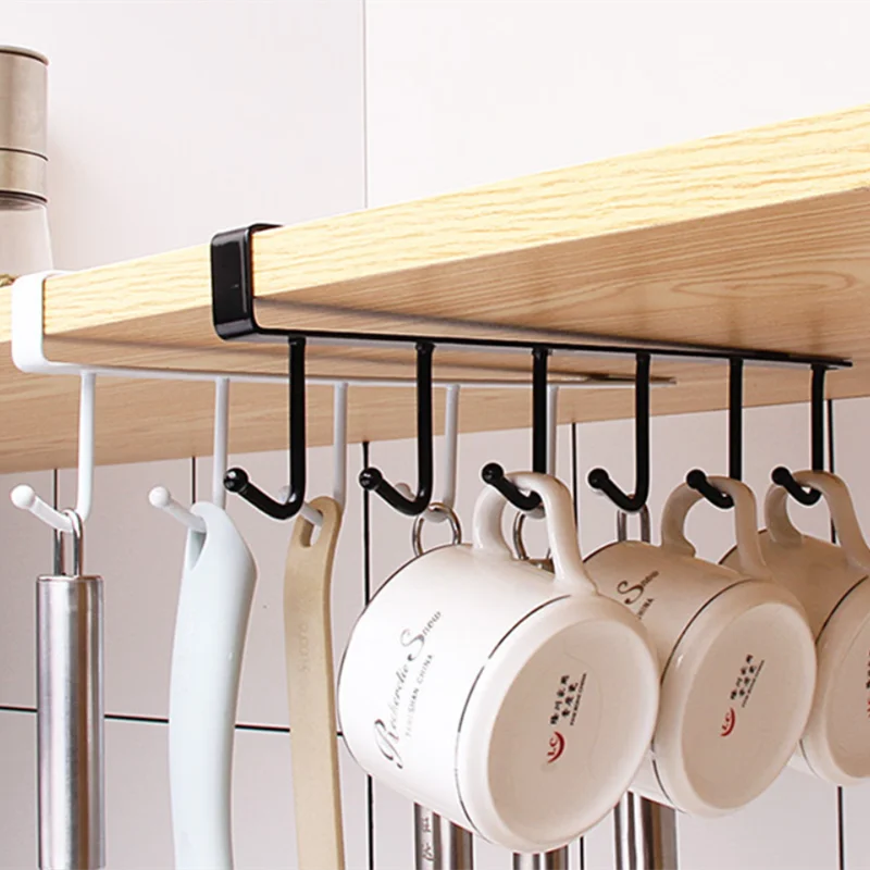 

Cabinet Kitchen Partition Storage Rack Dormitory Iron Hook Seamless Nail-free Bedroom Wardrobe Storage Finishing Hook Cup Hooks