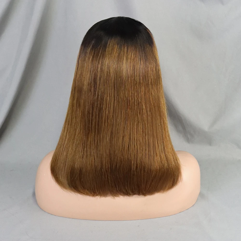 Прямые короткие парики боб плотностью 180% 12 дюймов на сетке 4 х4 1BT цвета