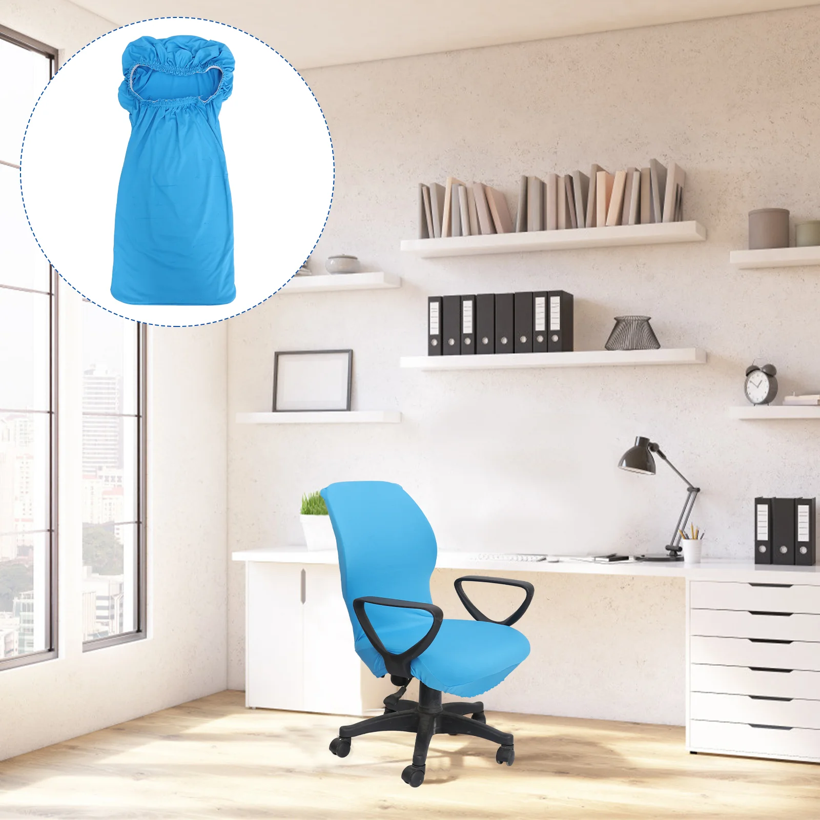

Chair Covers Cover Office Computer Slipcover Desk Stretch Rotating Slipcovers Swivel Elastic Black Stretchy Universal Fabric