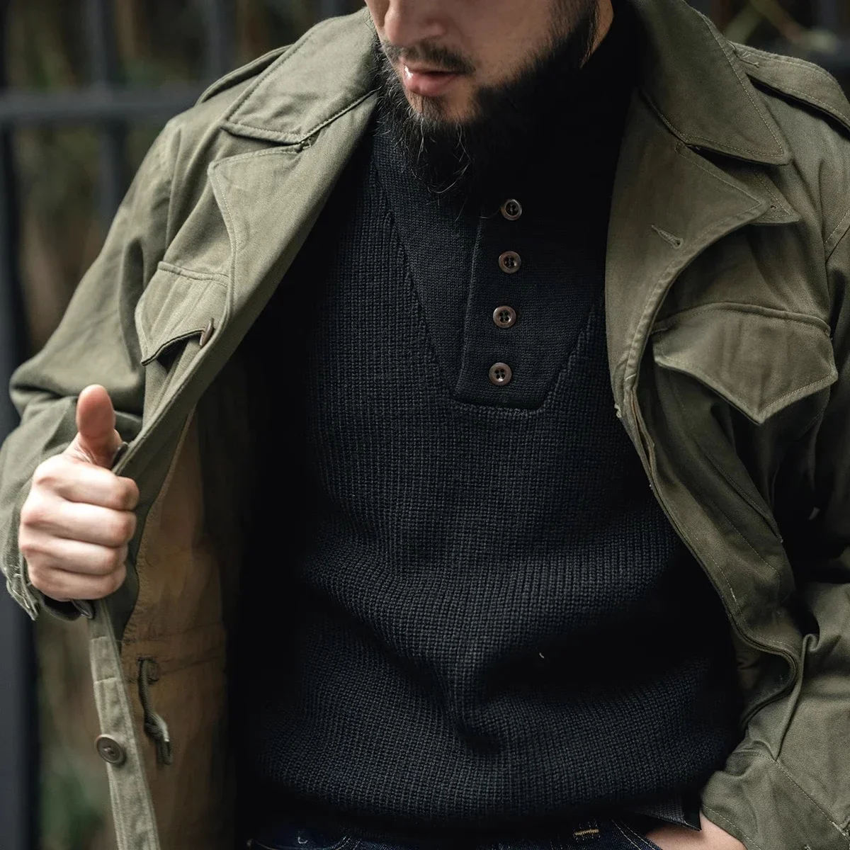 Прочный свитер Bronson с высоким воротом в винтажном стиле мужской пуловер милитари