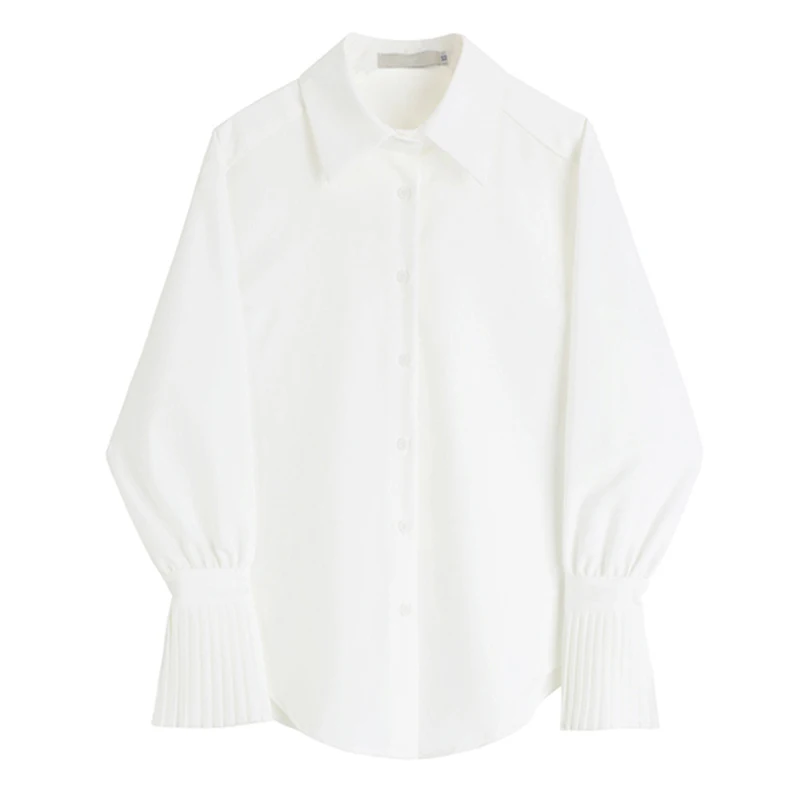

SuperAen Women's Top New Fashion Loose Turn Down Collar Casual White Shirt Spring 2022