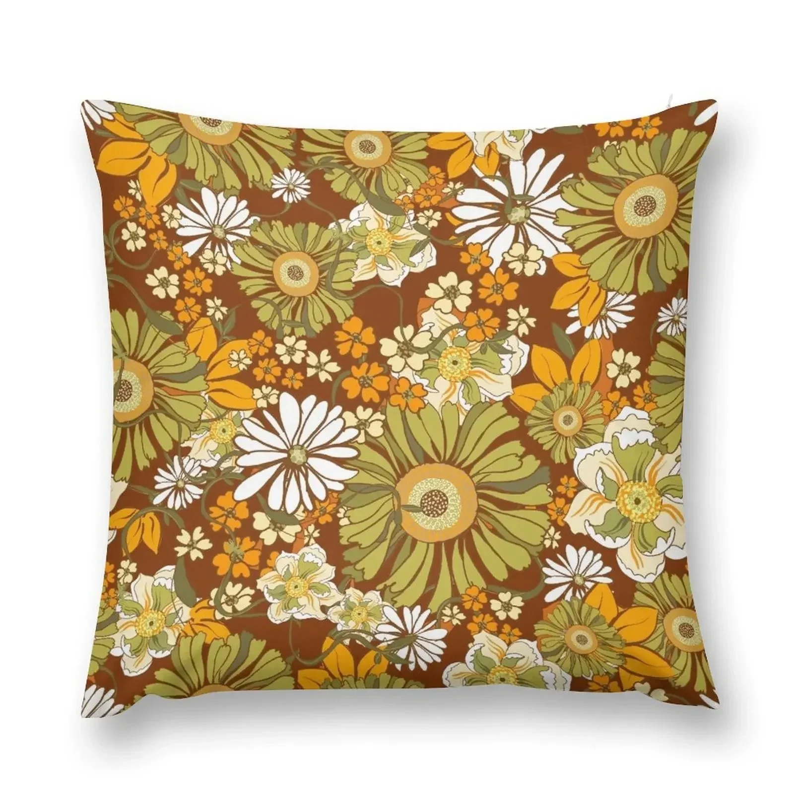 70-е годы Ретро Винтаж Цветочная сила узор бохо оранжевый коричневый декоративная