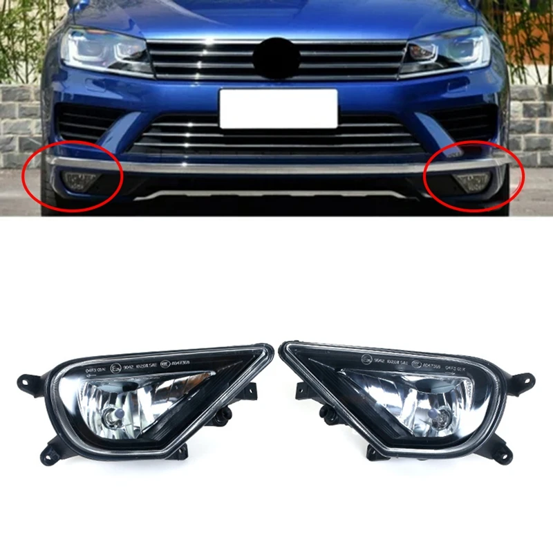 

NEW-Car Fog Lamp Front Bumper Fog Light Lamp With Bulbs Left+Right For Touareg 2016 2017 2018 7P6941699G 7P6941700G