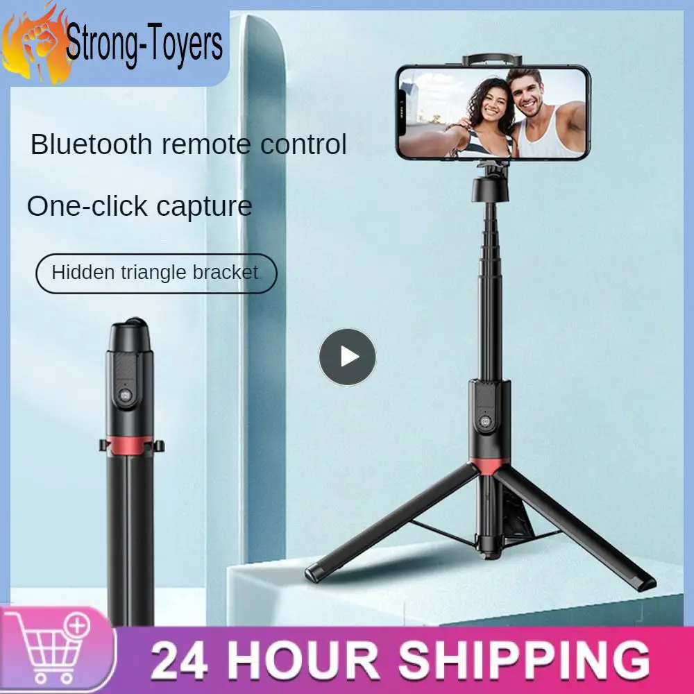 

Black Stable Mobile Phone Bracket Tripod Folding Telescopic Phone Bracket Multi-function Selfie Stick Aluminum Alloy