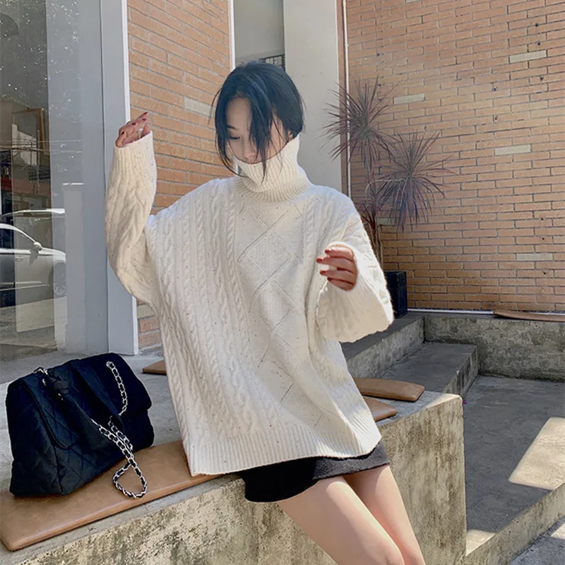 

Outerwear thickened twist sweater woman 2021 autumn/winter new loose languid lazy wind soft waxy jumper knit jacket