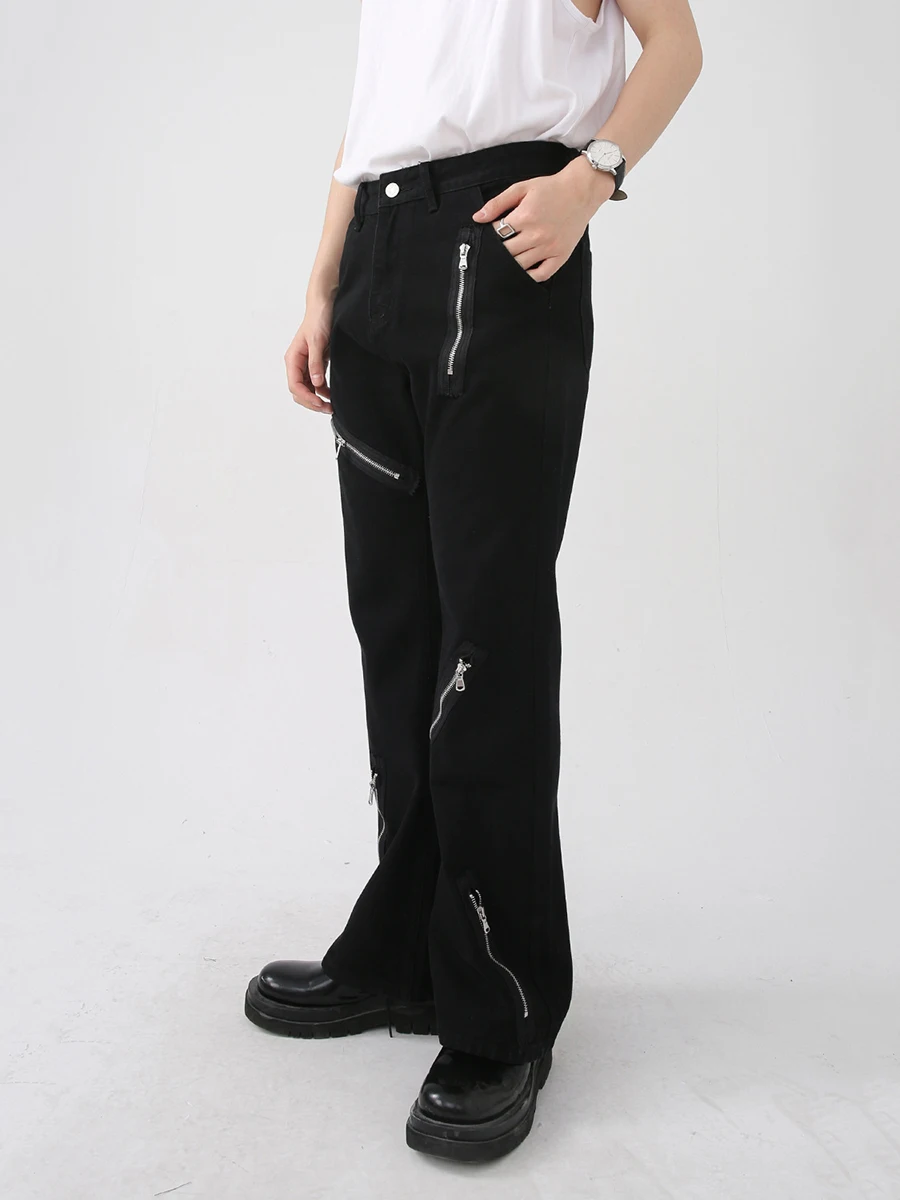 Four Seasons Men's Jeans Multi-zip Design Loose Mid Waist Casual Pants Y2k Men Jeans Fashion Streetwear Men's Ins Hot Sale JEANS