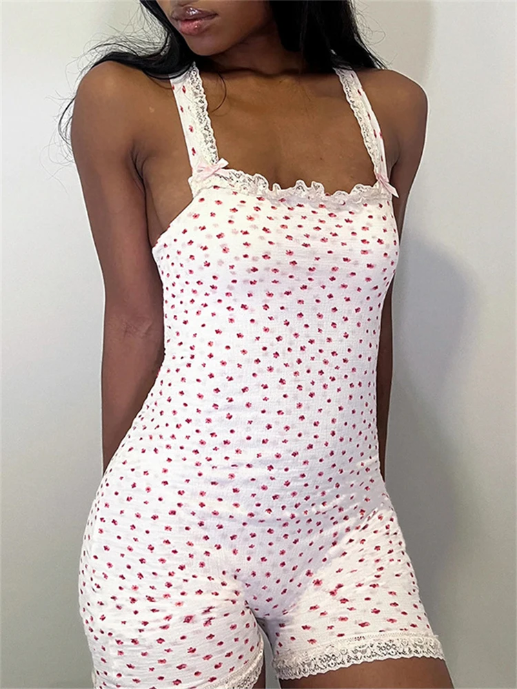 Absobe кружевной бант лоскутный комбинезон с цветочным принтом женский квадратным