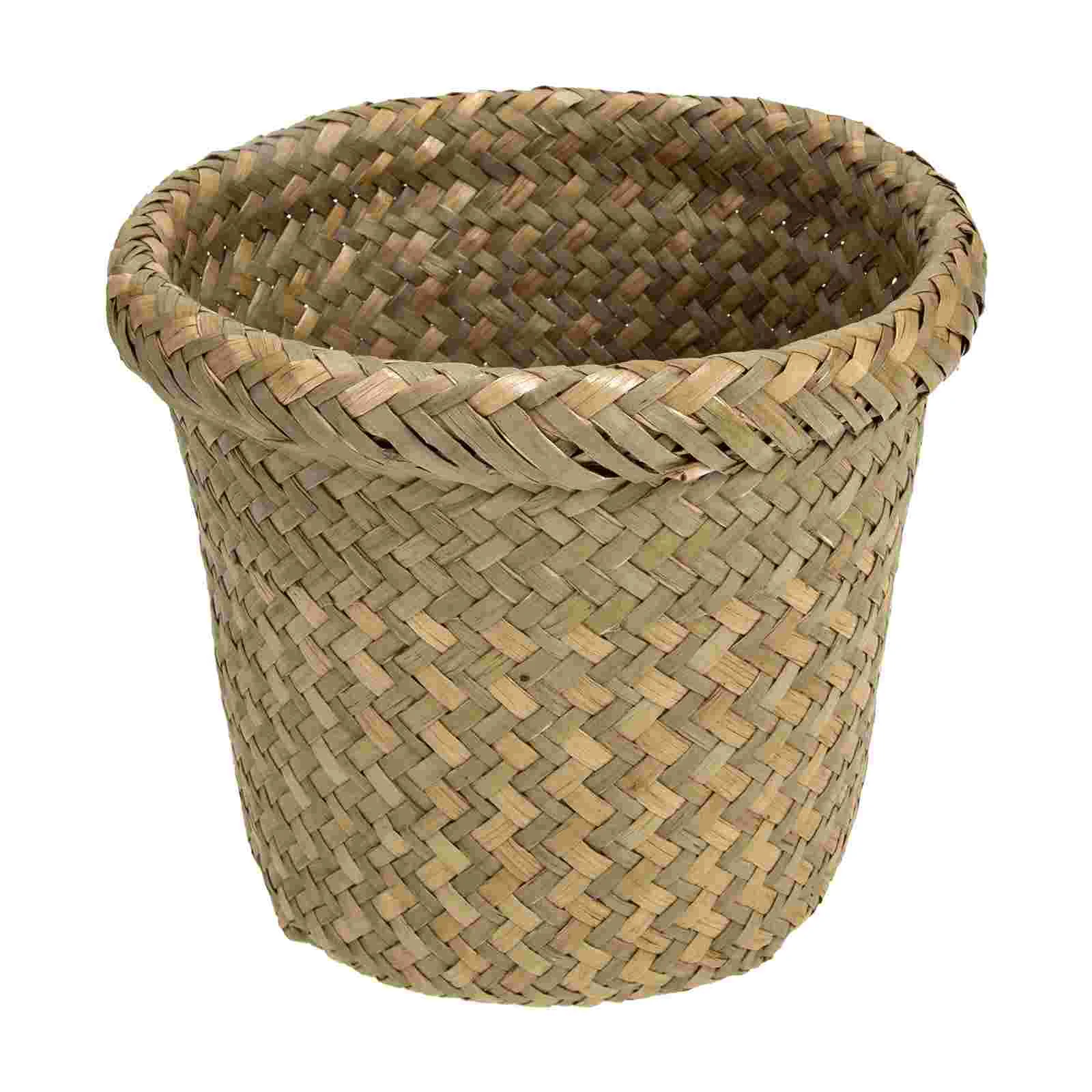 

Countertop Trash Can Wicker Storage Basket Kitchen Waste Bin Garbage Bin Woven Flower Pots Woven Waste Bin