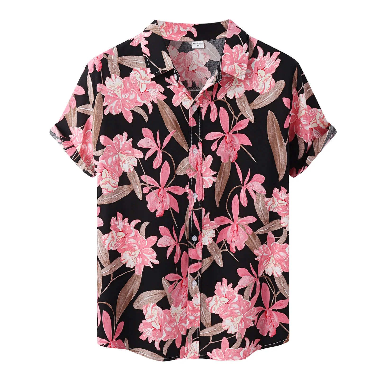 

Men's Casual Fashion Shirt Top Hawaii Floral Printed Fashion Tops Shirt Short Sleeve Turn-Down Collar social dress shirts Lapel