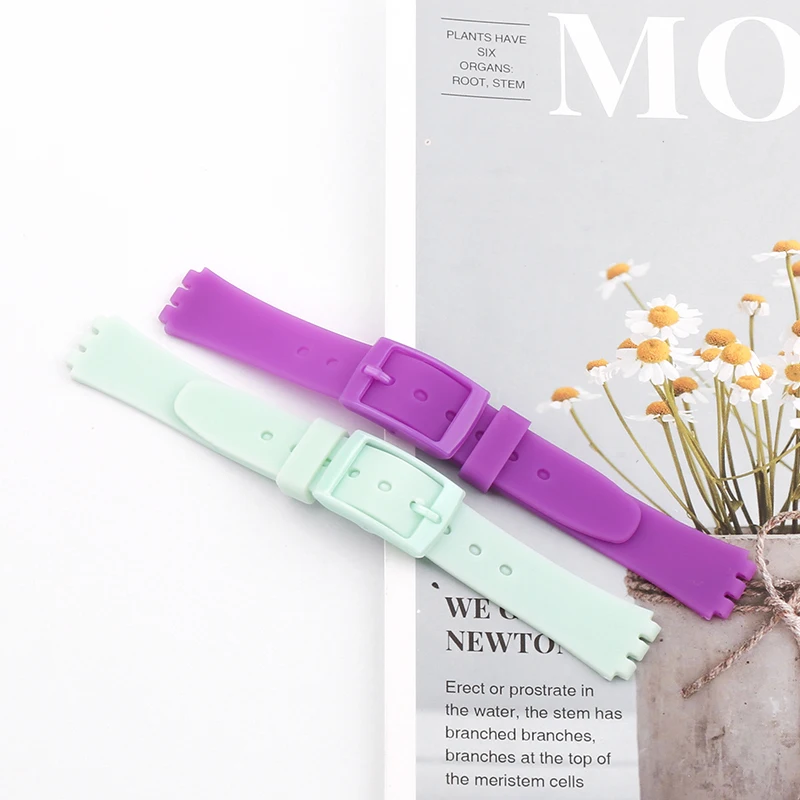 12mm Silicone Watch band For swatch LP131 LW143 LB153 LP150 Children's sports rubber watch strap wristband bracelet buckle