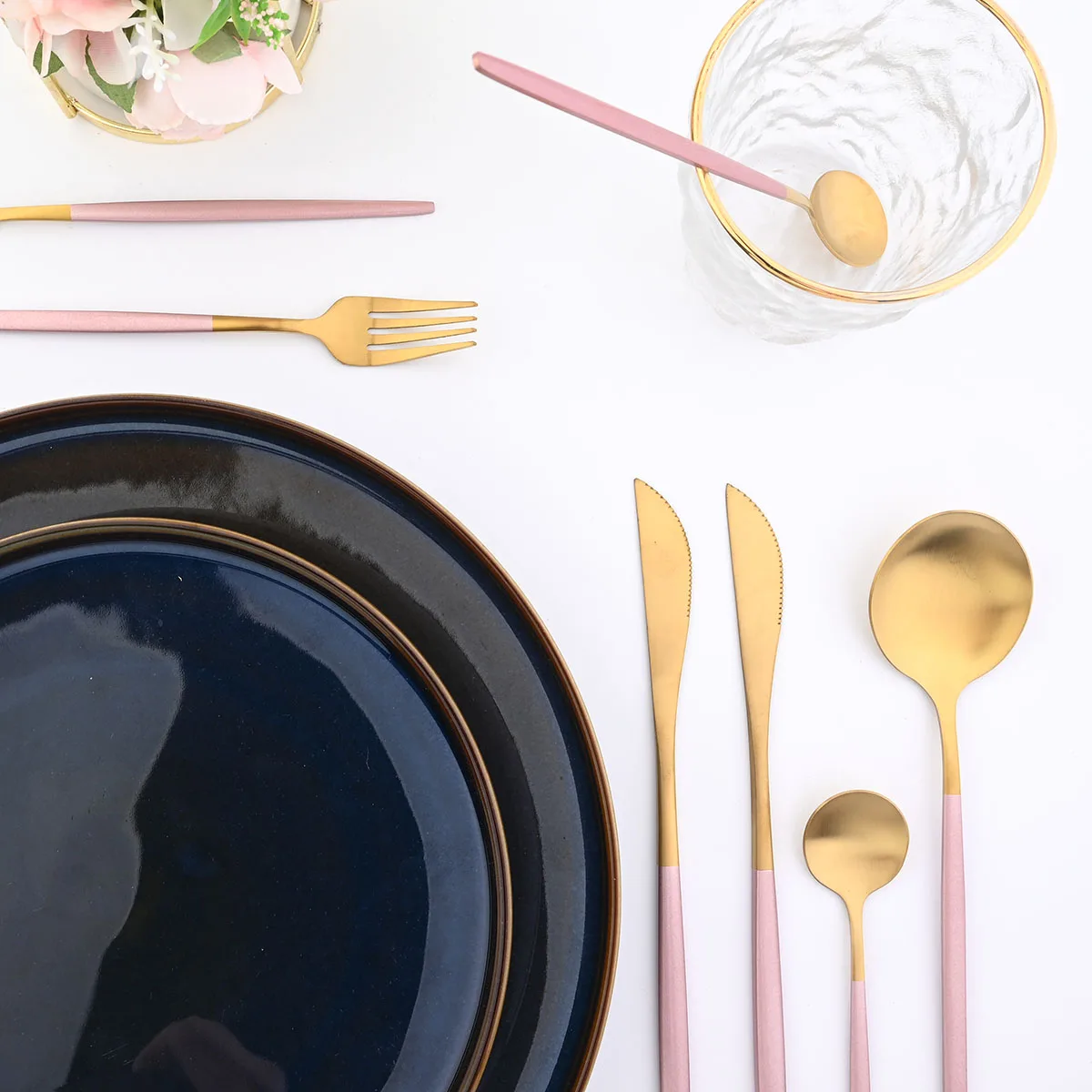 Набор столовых приборов из нержавеющей стали под розовое золото 24 шт. | Дом и сад