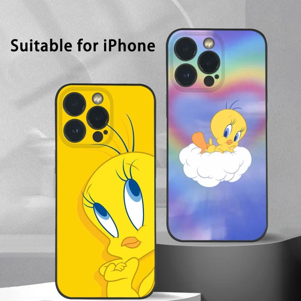 Чехол T-Tweety Bird для телефона iPhone 15 14 13 12 11 Pro Xs Max Mini XR X 7 8 Plus черный противоударный